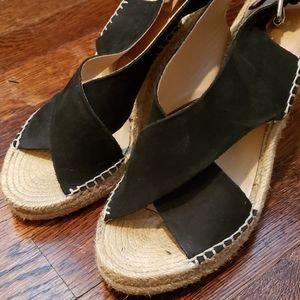 Black suede wedge